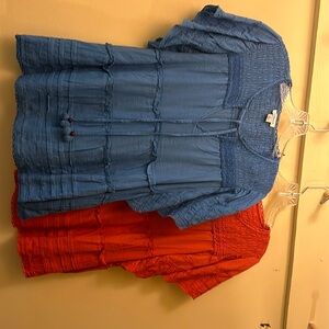 Lot of 2 Sundance cotton tiered tops, size small